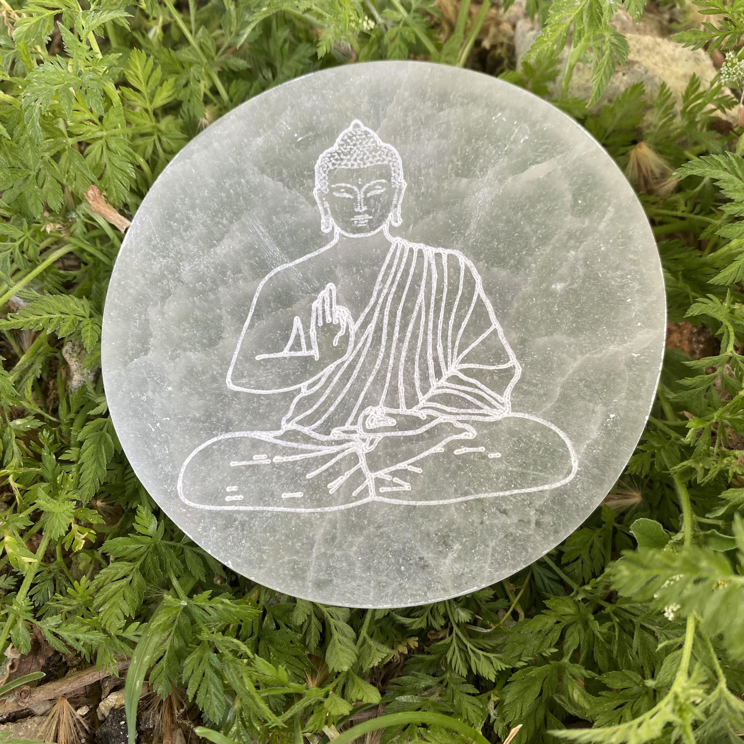Base Selenite Budha redonda 10cm