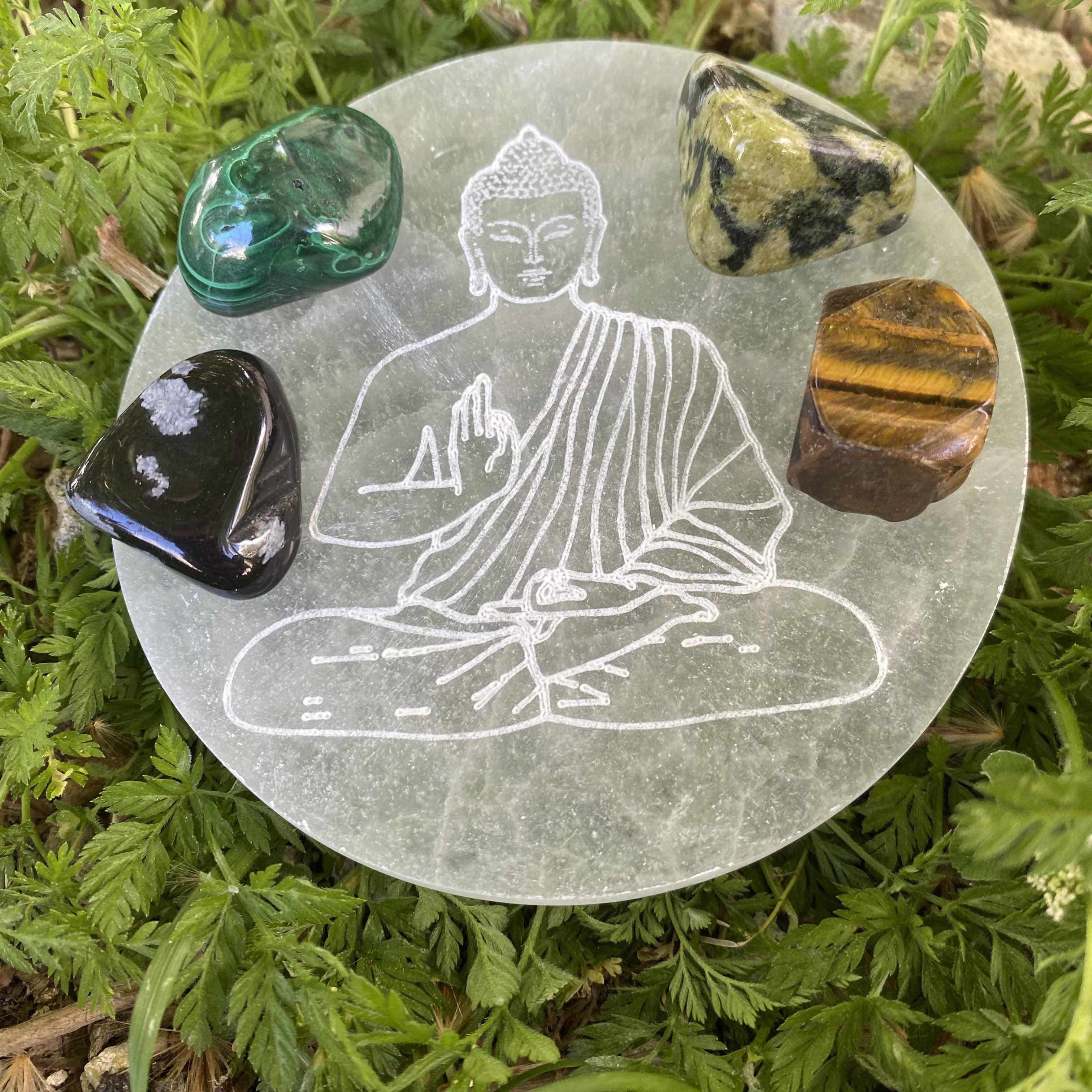 Base Selenite Budha redonda 10cm