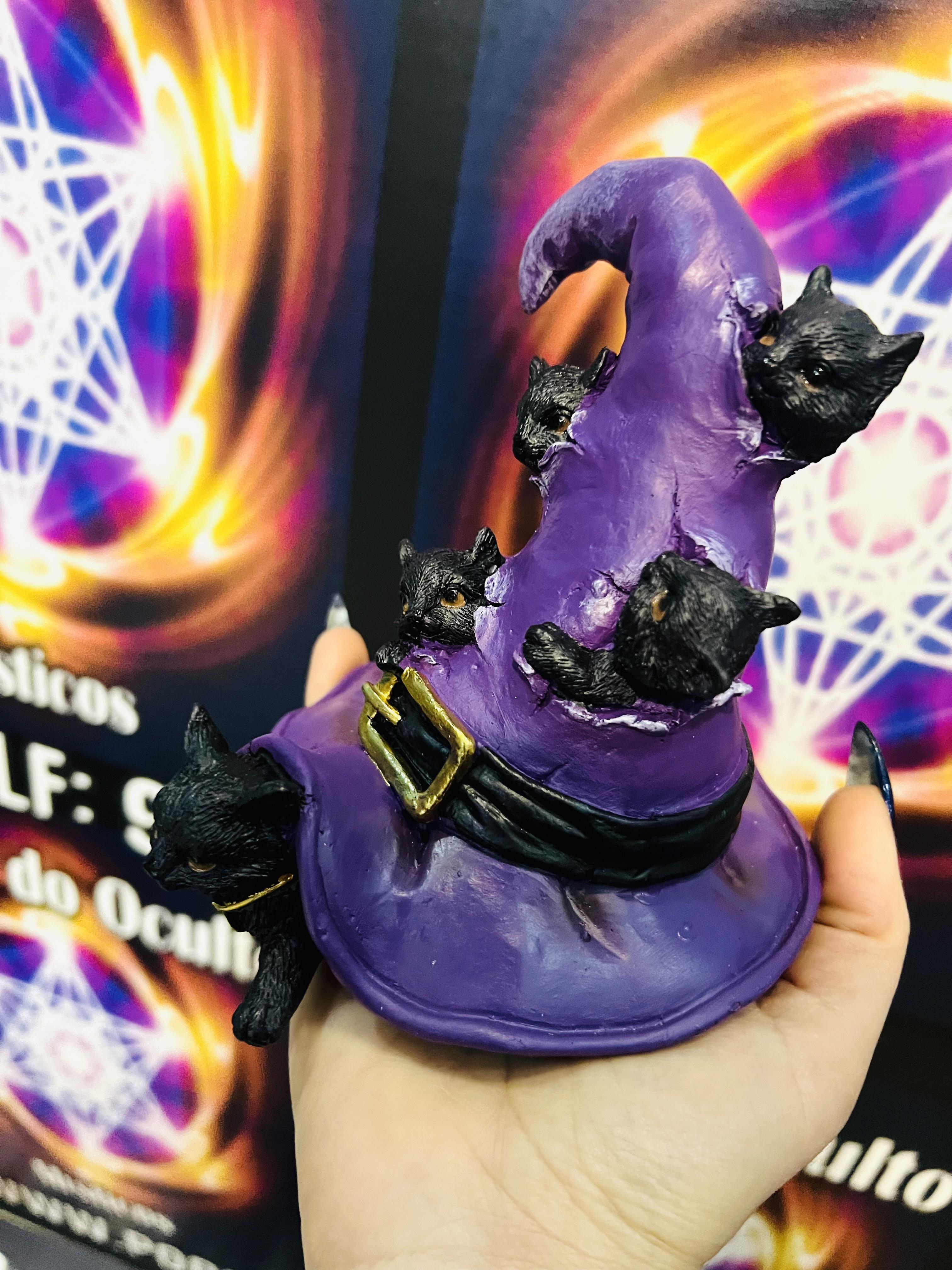 CHAPEU DE BRUXA GATO PRETO