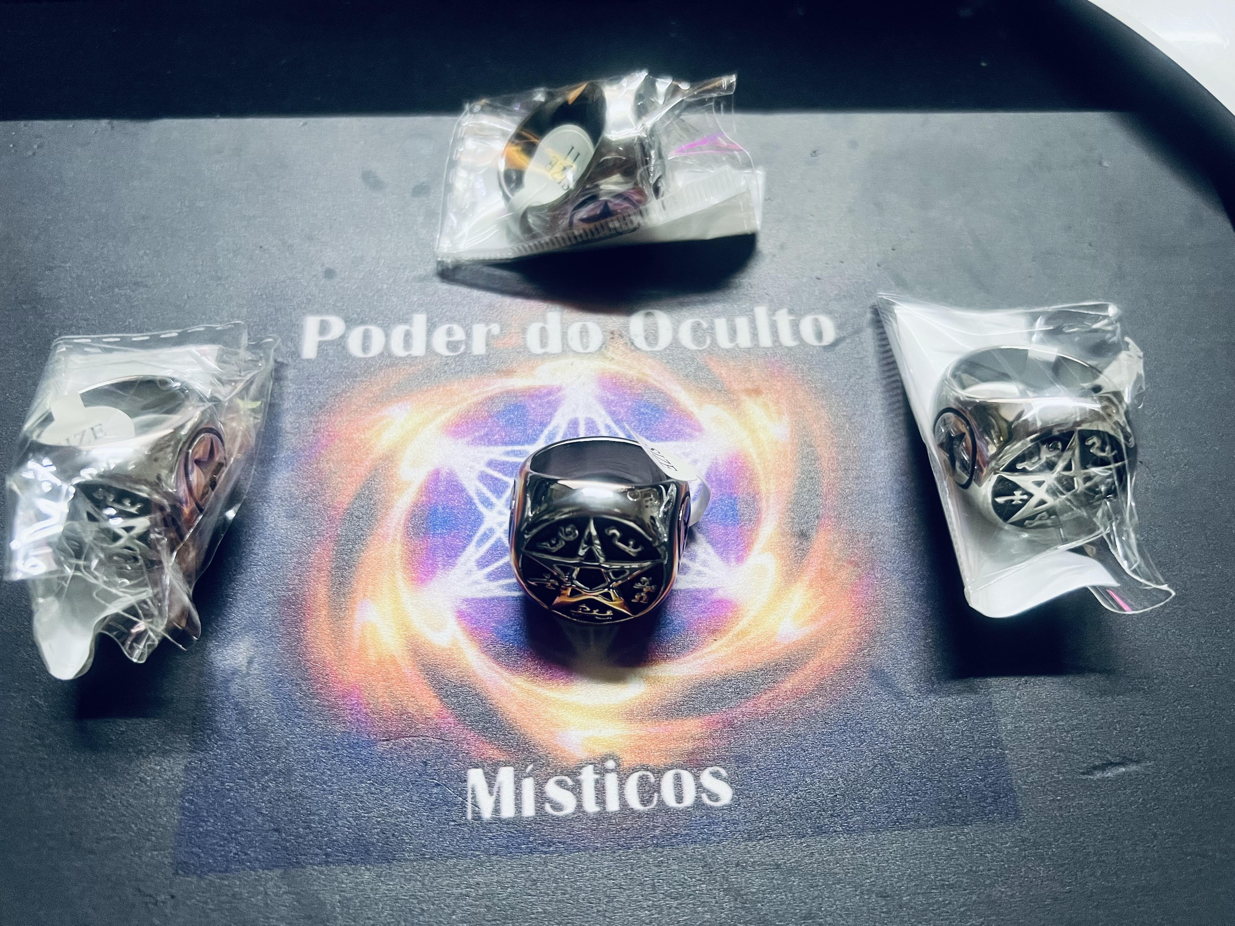 ANEL AÇO PENTAGRAMA TETRAGRAMMATON